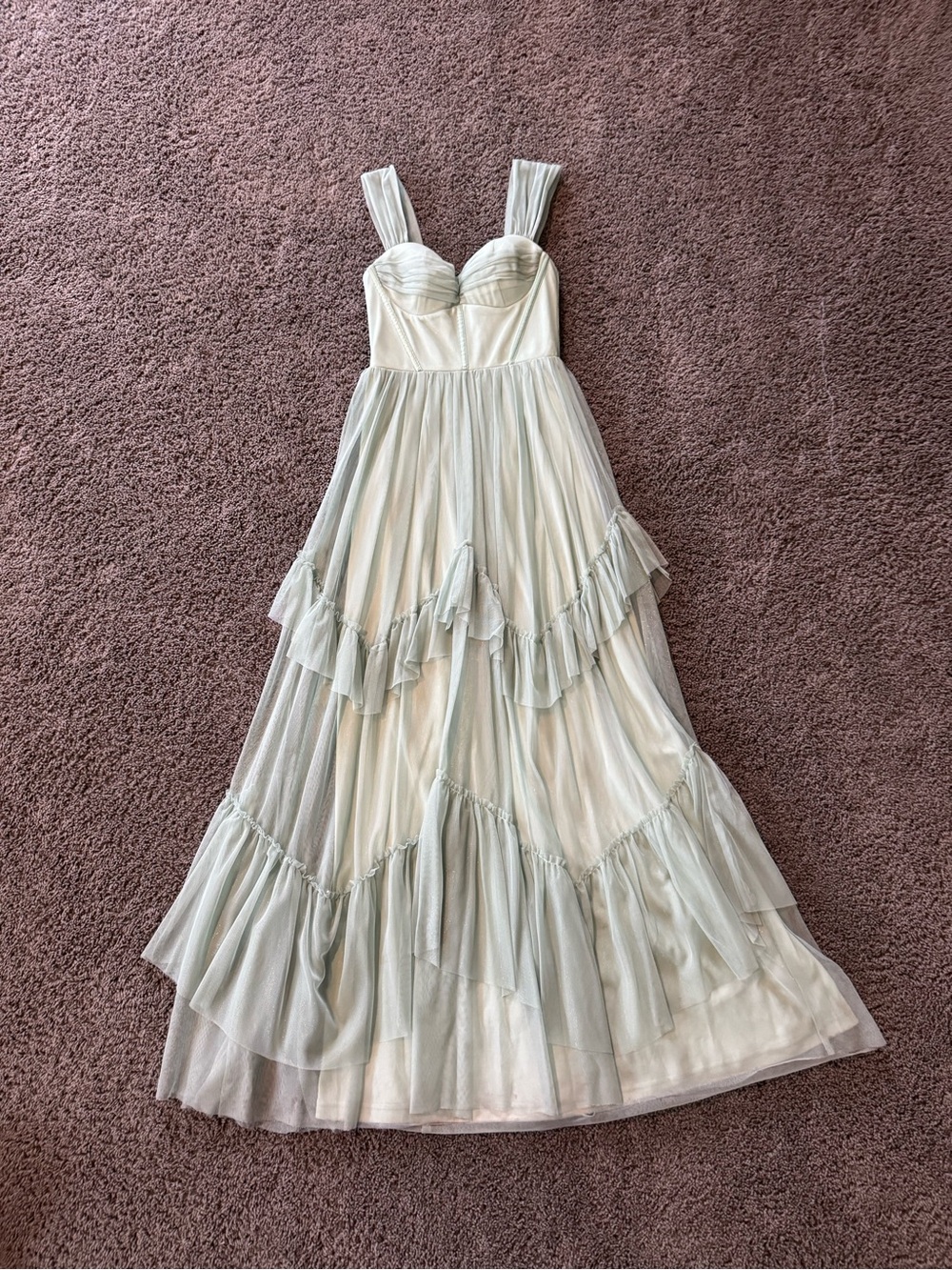 Lulus sage green maxi prom dress